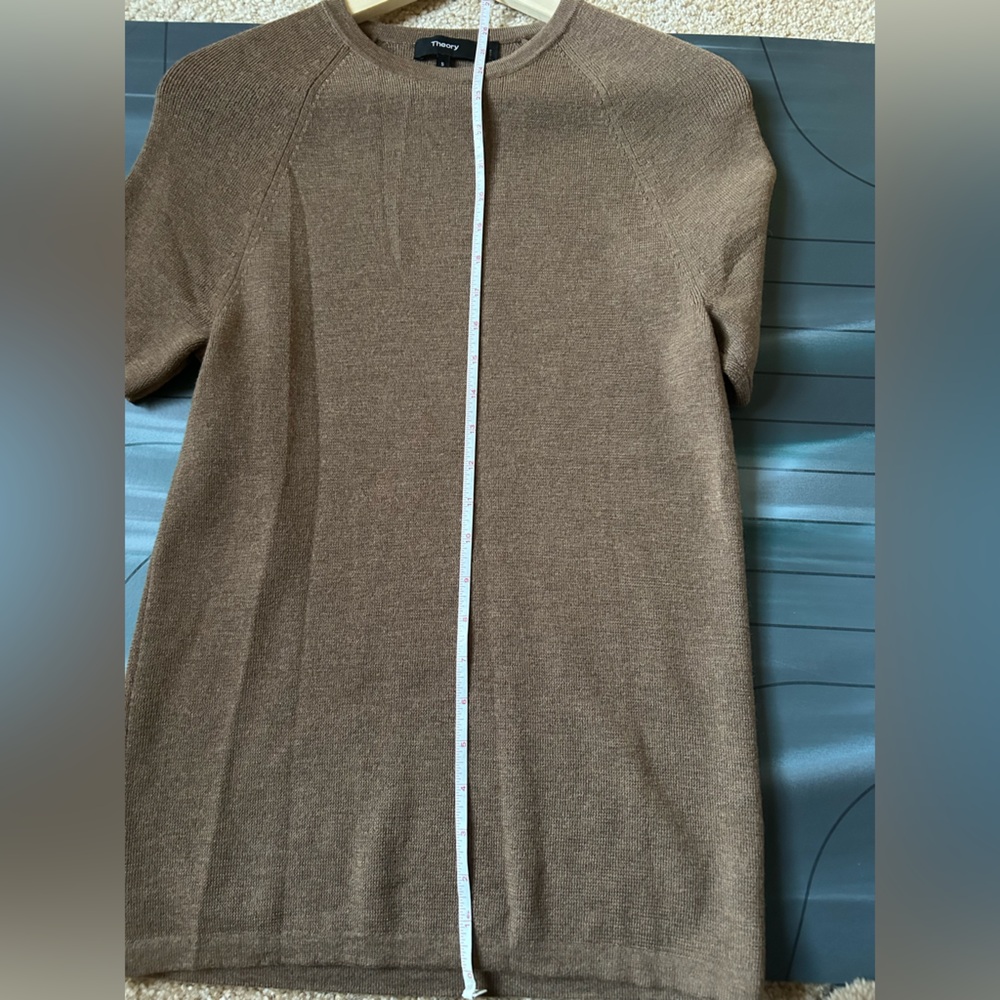 Theory 100% Merino Wool Short Sleeve Sweater Top Brown Size S - Picture 8 of 8